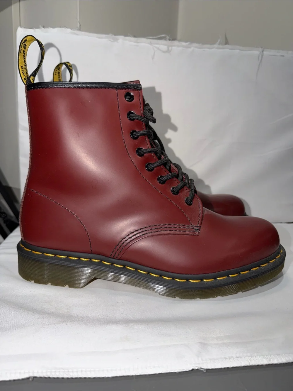 Dr. Martens 1460 Smooth Leather Lace Up Boots Burgundy Leather Boot Cherry Red